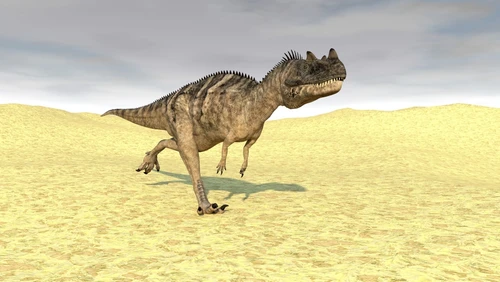 Ceratosaurus running across a barren desert Poster Print - Item # VARPSTKVA600032P