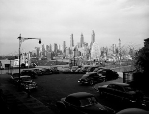 USA  New York City  cars in parking lot with Manhattan skyline Poster Print - Item # VARSAL255417463