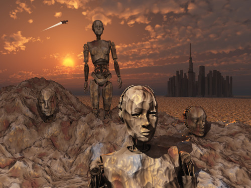 Android fossils preserved in sedimentary rock on an alien world Poster Print - Item # VARPSTMAS100185S