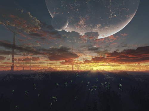 The view from an alien moon towards the massive planet it orbits Poster Print - Item # VARPSTBCH100037S
