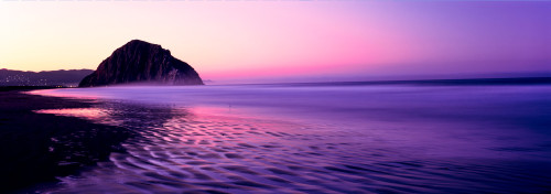 View of beach at sunrise, Morro Rock, Morro Bay, San Luis Obispo County, California, USA Poster Print - Item # VARPPI165938