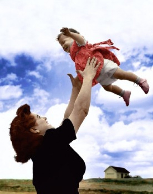 Side profile of a mother tossing her daughter in the air Poster Print - Item # VARSAL2556012A