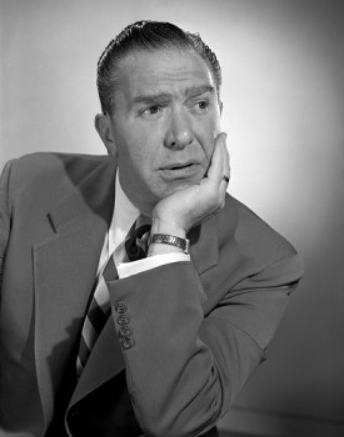 Pensive businessman with hand on chin Poster Print - Item # VARSAL25512368