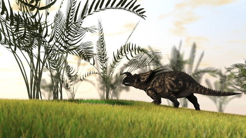 Brown Einiosaurus walking in a field Poster Print - Item # VARPSTKVA600192P