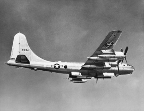 Low angle view of a bomber plane in flight  B-50D Superfortress  US Air Force Poster Print - Item # VARSAL25544051