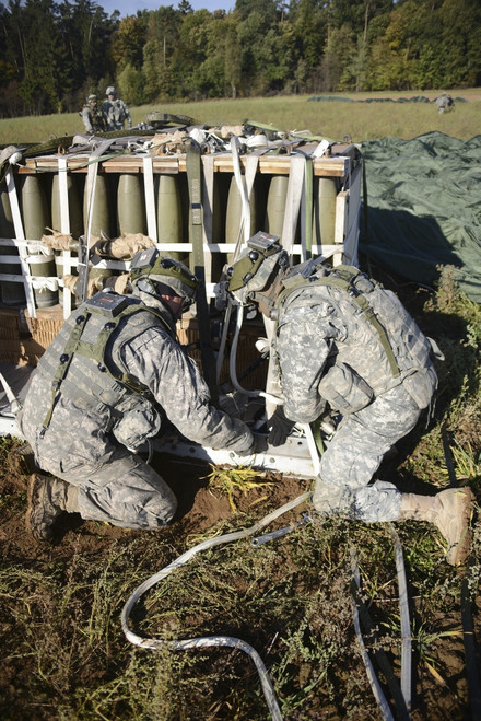 Grafenwoehr, Germany, October 17, 2012 - U.S. Army Europe Soldiers perform heavy-load drop recovery operations during exercise Saber Junction 2012 Poster Print - Item # VARPSTSTK106872M