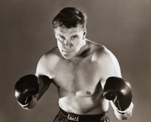 Young adult man in a fighting stance Poster Print - Item # VARSAL2553638