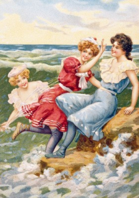 Women at Beach  Nostalgia Cards Poster Print - Item # VARSAL9801112
