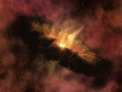 A young star surrounded by a dusty protoplanetary disk Poster Print
