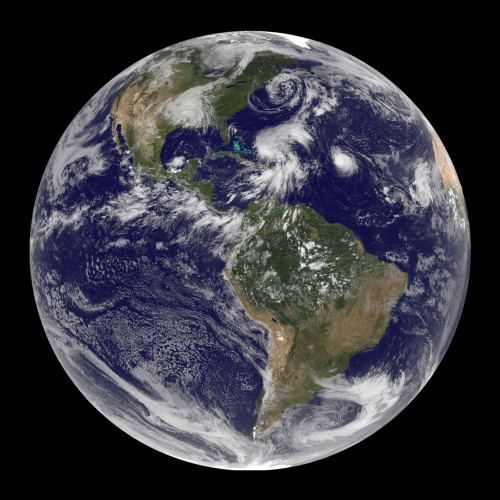 View of the full Earth and four storm systems Poster Print - Item # VARPSTSTK202351S