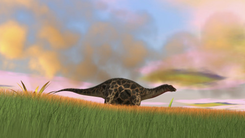 Dicraeosaurus walking across prehistoric grasslands Poster Print - Item # VARPSTKVA600208P