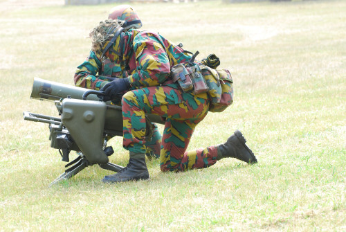 Army Base Leopoldsburg, Belgium - Belgian soldiers setting up the Milan guided anti-tank missile system. Poster Print - Item # VARPSTJAE100302M