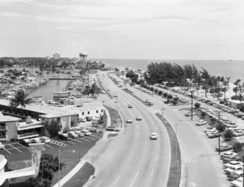 USA  Florida  Fort Lauderdale  Seabreeze Boulevard  sea  buildings and traffic Poster Print - Item # VARSAL25543641
