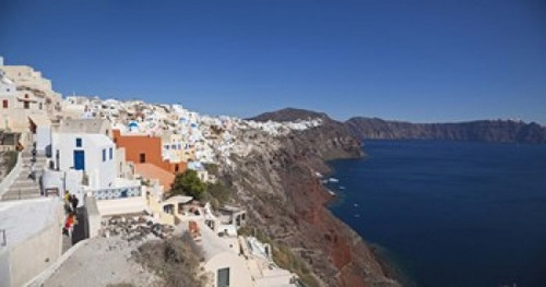 High angle view of a town on an island  Oia  Santorini  Cyclades Islands  Greece Poster Print by Panoramic Images (36 x 19) - Item # PPI122781