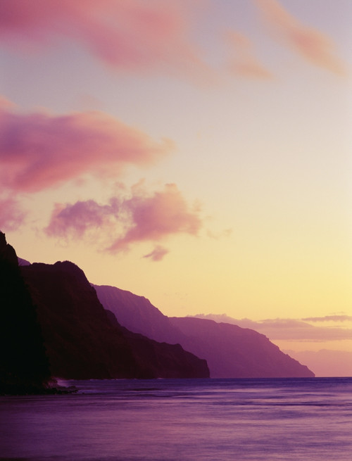 Hawaii, Kauai, Na Pali Coast At Dusk From Haena Beach. PosterPrint - Item # VARDPI1995352