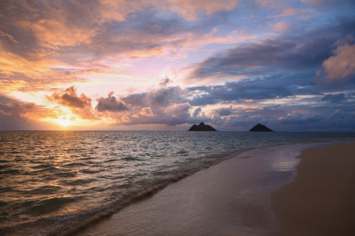 Sunrise at Lanikai beach; Kailua, Island of Hawaii, Hawaii, United States of America PosterPrint - Item # VARDPI12278627