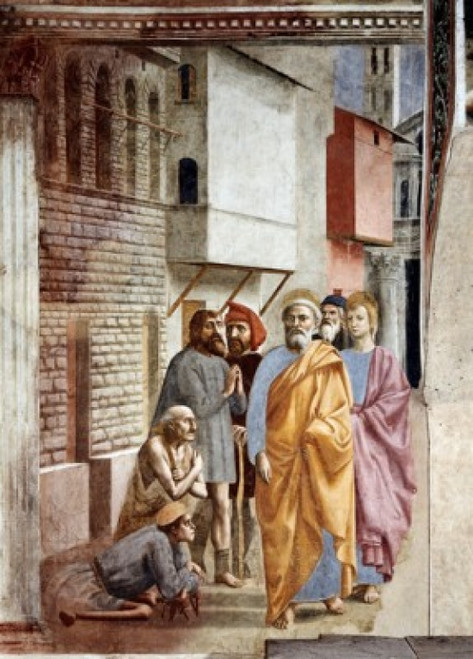 Saint Peter Following Saint John as He Heals the Sick With His Shadow  1426-82  Masaccio  Fresco  Cappella Brancacci  Santa Maria del Carmine   Florence  Italy Poster Print - Item # VARSAL263657