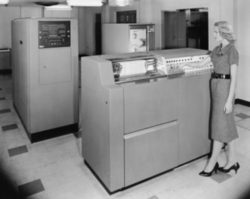 Technician working on mainframe in computer lab  Univac Poster Print - Item # VARSAL2551869