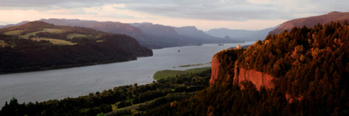 River flowing through mountains, Columbia River Gorge, Crown Point, Columbia River, Oregon, USA Poster Print - Item # VARPPI117674