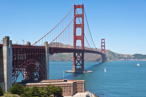 Suspension bridge over the Pacific Ocean, Golden Gate Bridge, San Francisco, San Francisco County, California, USA Poster Print - Item # VARPPI169682