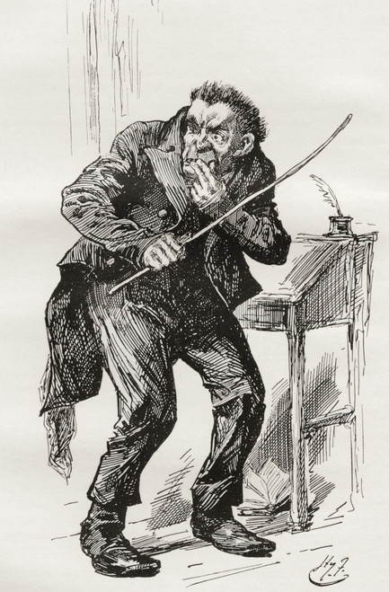 Mr. Squeers. Illustration by Harry Furniss for the Charles Dickens novel Nicholas Nickleby, from The Testimonial Edition, published 1910. PosterPrint - Item # VARDPI2430140
