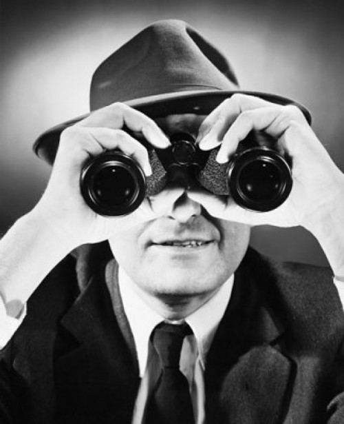 Close-up of a businessman looking through binoculars Poster Print - Item # VARSAL2553055B