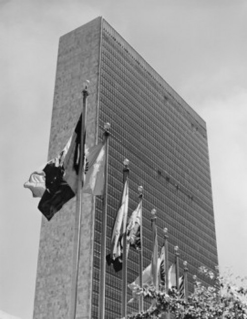 USA  New York City  Manhattan  United Nations Building  low angle view Poster Print - Item # VARSAL255422595