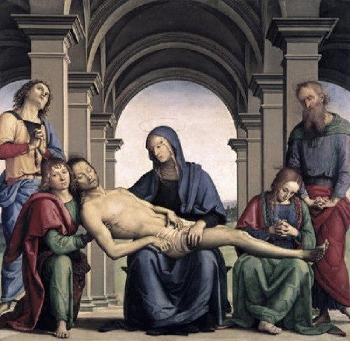Pieta  1493-94  Pietro Perugino  Oil on panel  Galleria degli Uffizi  Florence Poster Print - Item # VARSAL3805441056