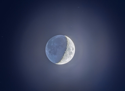 A high dynamic range composite of a 5-day-old waxing crescent moon, with earthshine on the dark side. This HDR composite retains detail in the bright crescent while revealing the dark earthlit portion. Poster Print - Item # VARPSTADY200230S