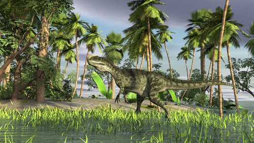 Monolophosaurus walking through shallow water Poster Print - Item # VARPSTKVA600656P