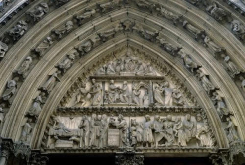 France  Paris  Notre Dame de Paris Cathedral  Detail of facade  Poster Print - Item # VARSAL11581956
