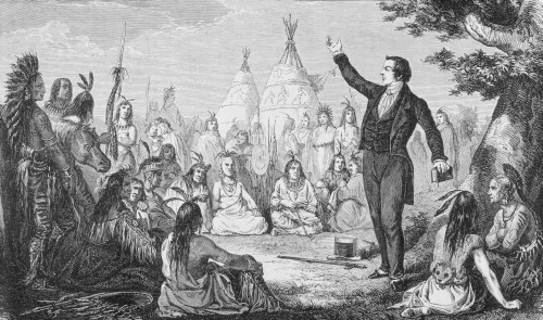 Joseph Smith 1805 To 1844 Founder Of The Mormon Church Preaching To Indians PosterPrint - Item # VARDPI1860692