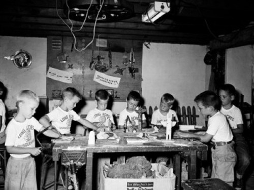 Group of boys working in a carpentry workshop Poster Print - Item # VARSAL25516622