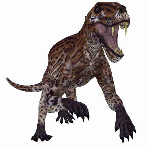 A fierce Lycaenops roaring. Lycaenops was a carnivorous mammal-like reptile that lived in South Africa during the Permian Period Poster Print - Item # VARPSTCFR200528P