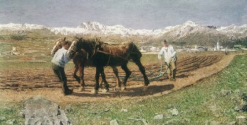 Plowing in the Engadin  Giovanni Segantini Poster Print - Item # VARSAL9009027