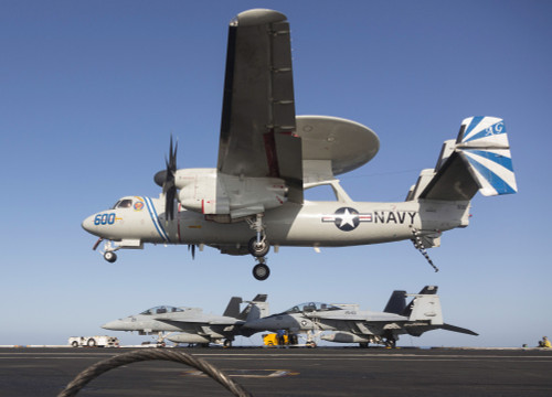 An E-2C Hawkeye makes an arrested landing aboard USS Dwight D. Eisenhower Poster Print - Item # VARPSTGKR100214M