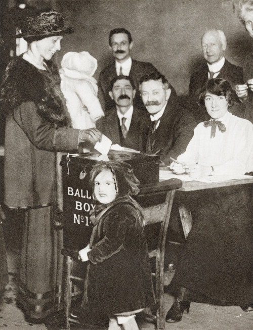 A British Woman Voting For The First Time In The General Election Of 1918. From The Story Of 25 Eventful Years In Pictures, Published 1935. PosterPrint - Item # VARDPI2220740