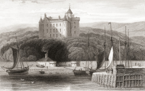 19th century view of Dunrobin Castle, Sutherland, Scotland. From Churton's Portrait and Lanscape Gallery, published 1836. PosterPrint - Item # VARDPI2430771