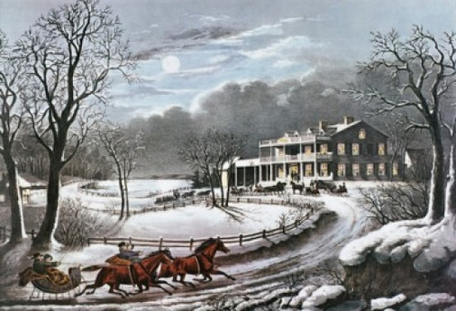 American Winter Scenes: Evening  Currier & Ives  Print Poster Print - Item # VARSAL900131659
