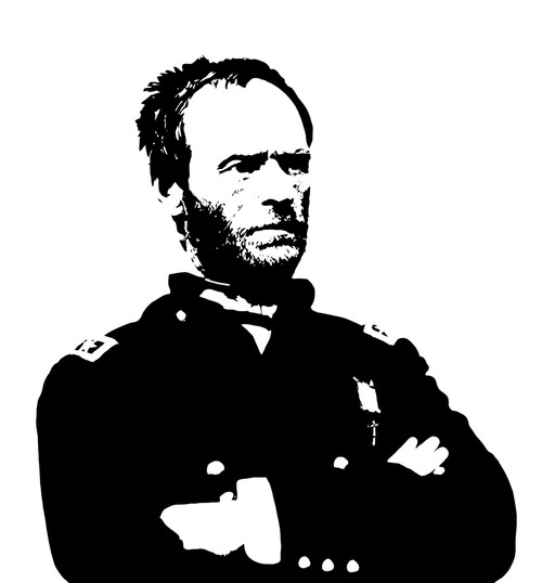 Vector artwork of General William Tecumseh Sherman, an American soldier during the American Civil War Poster Print - Item # VARPSTJPA100009M