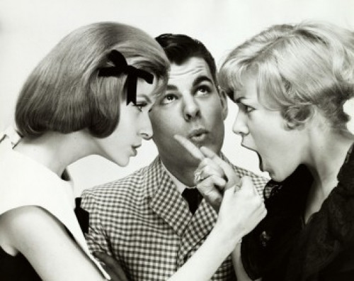 Two young women arguing over a young man Poster Print - Item # VARSAL25525182