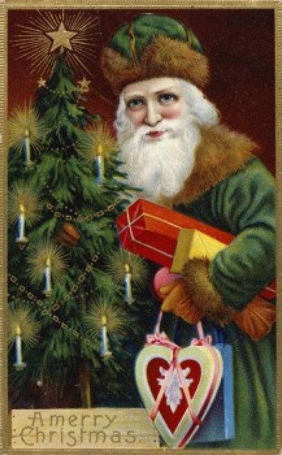 A Merry Christmas: Santa & Christmas Card  Nostalgia card Poster Print - Item # VARSAL9801175