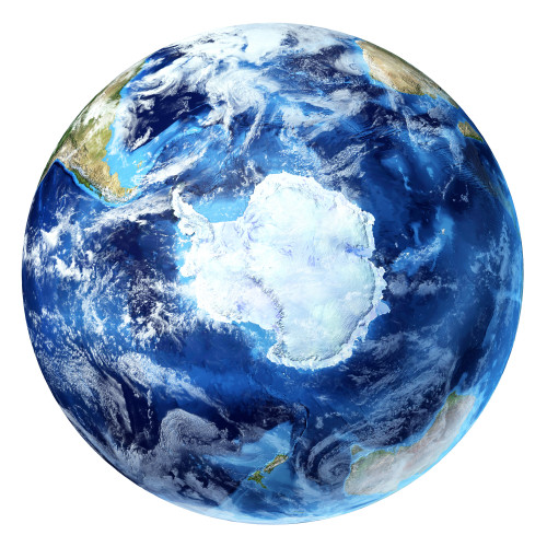 3D rendering of planet Earth with clouds, centered on the South Pole Poster Print - Item # VARPSTVET200023S