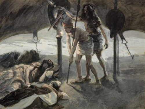 David Takes Saul's Spear and Water Bottle  James Tissot   Jewish Museum  New York  USA Poster Print - Item # VARSAL999248