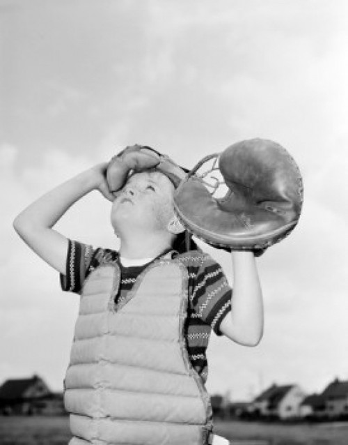 USA  Boy catcher looking up Poster Print - Item # VARSAL255424641