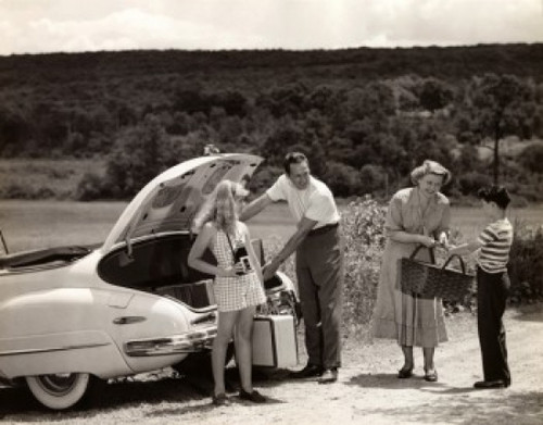 Parents and their children loading luggage into a car Poster Print - Item # VARSAL2556566