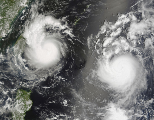 August 8, 2006 - Typhoon Saomai and Tropical Storm Bopha approaching Taiwan and China Poster Print - Item # VARPSTSTK201495S