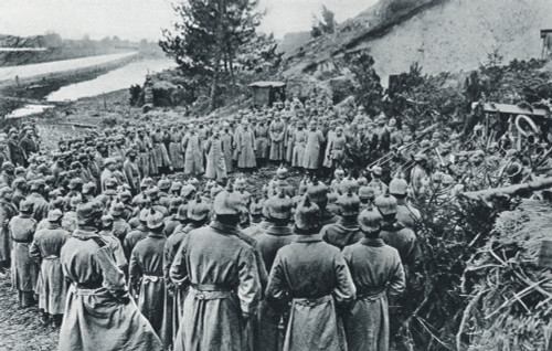 German Soldiers Attending A Divine Service On The Banks Of The Aisne Canal During World War I. From The Illustrated War News 1915. PosterPrint - Item # VARDPI1872345