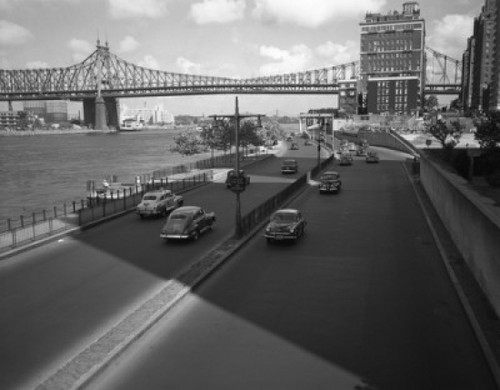 USA  New York State  New York city  street and bridge over river Poster Print - Item # VARSAL255417843