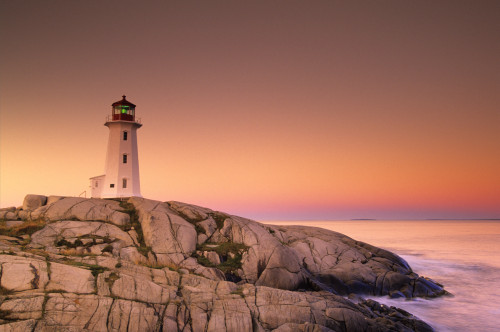 Dawn At Peggys Cove Lighthouse, Halifax County, Nova Scotia. PosterPrint - Item # VARDPI2021696